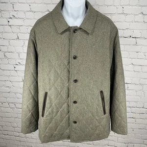 Peter Millar Brown 100% Wool Quilted Buttoned Vented Lined Jacket Size Large L - Picture 1 of 15