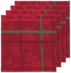 Christmas Winterberry Jacquard Cotton Napkins 18x18 inch, Set of 4 - Imagen 1 de 3