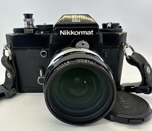 Nikon Nikkormat EL 35mm Film Camera Black & 28mm F/3.5 Lens - Picture 1 of 14