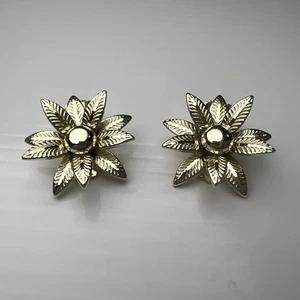 Orecchini clip vintage anni 60 70 tono oro fiori fiori - Foto 1 di 8