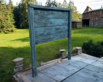 Cabecero de madera maciza artesanal envejecido turquesa tamaño doble hecho en EE. UU. HBTTQ Foto 1 de 4