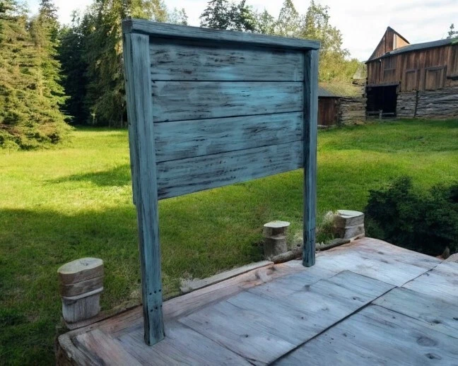 Twin Size Turquoise Distressed Handcrafted Solid Wood Headboard Made In US HBTTQ - Image 1 of 4