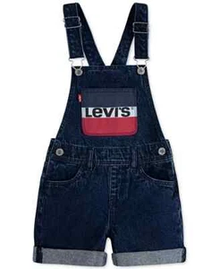 Levi's Shortalls Kids Pockets Denim Cutoff 100% Cotton Dark Wash Blue Size 10 - Picture 1 of 2