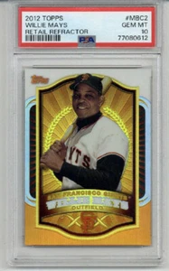 2012 TOPPS RETAIL REFRACTOR #MBC2 WILLIE MAYS CARD GIANTS PSA 10 LOW POP RARE - Picture 1 of 2