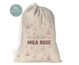 Personalisierter XL Weihnachtssack Strumpf Xmas Geschenktüte Geschenke Rosegold Modern - Bild 1 von 1