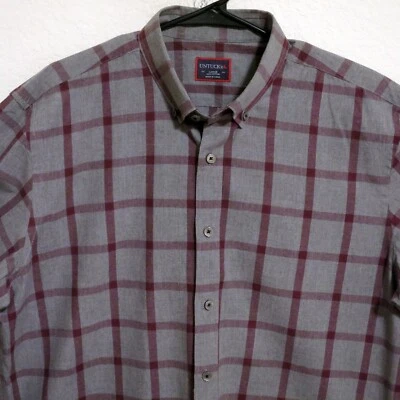 UNTUCKit Shirt Mens Large Long Sleeve Button Gray Maroon Stripes - Image 1 of 4