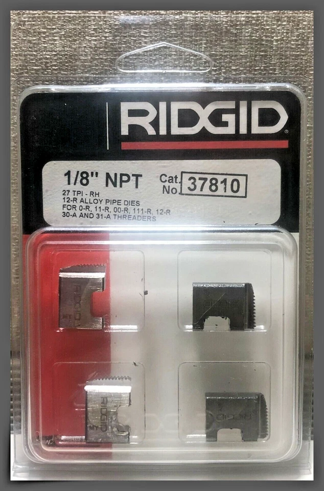 37810 Ridgid 12R 1/8 -27 NPT Alloy Manual Pipe Dies RH 0R 00R 11R 111R 30A 31A - Image 1 of 4
