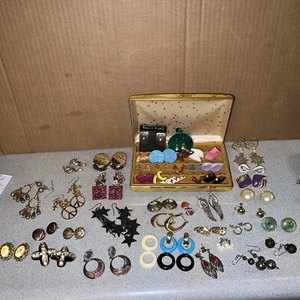 50+ Pairs of Earrings Clip On Post Pierced Designer Costume Jewelry Lot Collect - Picture 1 of 22