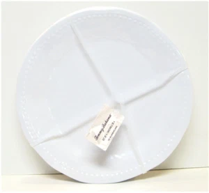 Set / 4 Tommy Bahama Melamine 11" Dinner Plates Bead Edge White - NEW - Picture 1 of 2
