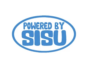 POWERED BY SISU VINYL WINDOW DECAL 3.5X6"  CAR, TRUCK, LAPTOP, TABLET, FINNISH - Picture 1 of 1