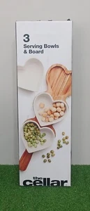 The Cellar Wood & Ceramic 3 Bowl Serving Board Heart Shaped Brand New X-Mas Gift - Picture 1 of 3