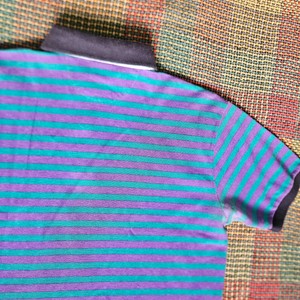 Camisa polo vintage L.L. Bean para hombre grande Casco Bay azul azulada púrpura rugby