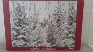 "Winter Sketches" 1000 Piece Deer in Snow Jigsaw Puzzle by TAG 2021 Sealed - Picture 1 of 7