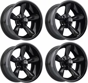 Set of 4 GTW Godfather 12x7 Gloss Black Aluminum Golf Cart Wheel | 3:4 Offset - Picture 1 of 6