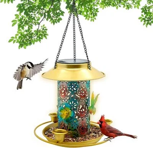 Solar Bird Feeder for Outdoors Hanging Hummingbird Feeders Wild Bird Feeder - Picture 1 of 9