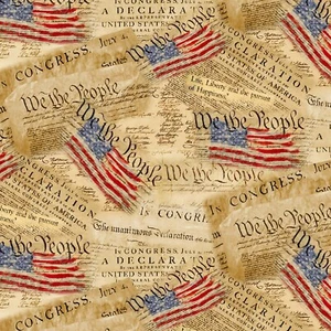 BTHY We The People Declaration Independence Patriotic Cotton Fabric By Half Yard - Picture 1 of 2