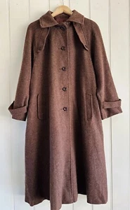 Vintage Women’s Solo Wool Blend Trench Coat Size 14 Brown Pocket Single Breasted - Picture 1 of 9
