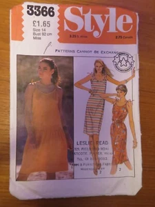 (1981) Style 3366 Sewing pattern ladies Summer jersey beach Dress Cut size 14 Co - Picture 1 of 8