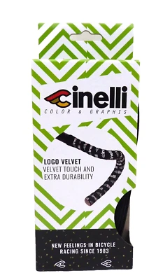 Cinelli LOGO VELVET Bicycle Handlebar Dropbar Drop Bar Grip Tape BLACK/WHITE - Image 1 of 2