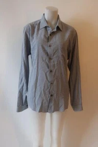 Mens Theory Blue White Cotton Check Button-Up Dress Shirt L * - Picture 1 of 9