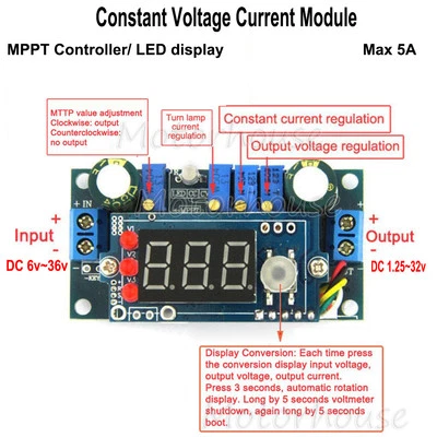 5A MPPT Solar Controller DC CCCV Step-down Converter LED Driver Battery Charger - Image 1 of 4