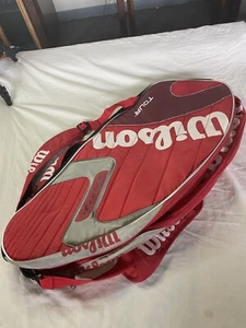 RED Wilson Pro Tour (K) Factor Tennis 2 Sided Racket Bag Backpack - Picture 1 of 11