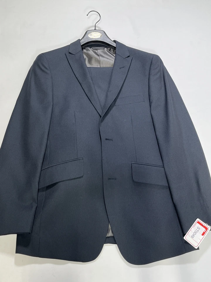 Mens Navy Micro Stripe Two Piece Suit 36R EUC — 第 1/4 张图片