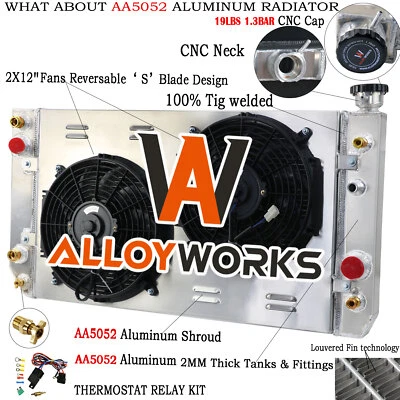 4 Row Radiator Shroud Fan Fits 1988-94 Chevy S10 Blazer GMC S15 Sonoma 4.3L AT - Image 1 of 4