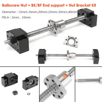 Rolled Ball Screw SFU Ballscrew + Ballnut BK/BF End Support RM1204-4010 Full Kit - Image 1 of 4