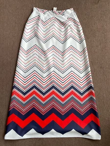 Gonna vintage Maxi Zig Zag spina di pesce rosso bianco blu anni 60 medi - Foto 1 di 10