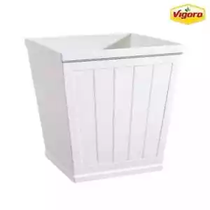 Hanover 14 In. White Resin Beadboard Self-Watering Square Decorative Planter Pot - Picture 1 of 6
