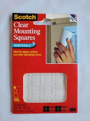 Pk of Scotch 3M Removable Clear Mounting Squares Double Sided Adhesive 35 Piece - Image 1 of 2