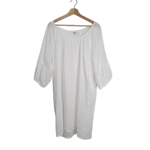 CP Shades Size M White 100% Linen 3/4 Sleeve Shift Lagenlook Dress - Picture 1 of 10
