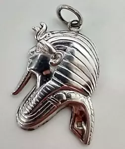 Ciondolo Charm Argento 800 Vintage Egitto Faraone Re Tut Design - Foto 1 di 5
