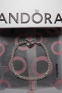 PANDORA 925 ALE Silver Studded Chain Bracelet 18 cm / 7.1 in With Box - Picture 1 of 4