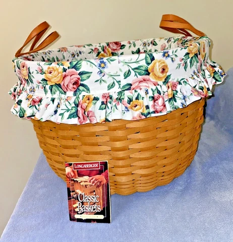 Excellent Longaberger 1999 Hostess Corn Basket w/ Liner, Double Handles 14443 Cover