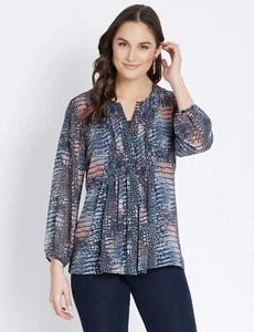 KATIES 3/4 SLEEVES PLEAT FRONT CROCODILE PRINT TOP (8, 12, 16) NWT - Picture 1 of 6
