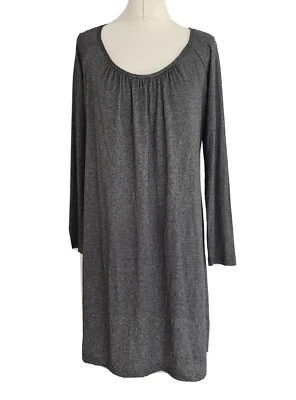 MICHAEL STARS Womens Grey Sparkly Gathered Scoop Neck Tunic Dress. Size 2 /UK 10 - Image 1 of 4