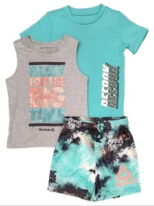 Reebok Toddler Boys Aqua Green 3pc Outfit Shorts, Tank & T-Shirt Set - 18m - Picture 1 of 1