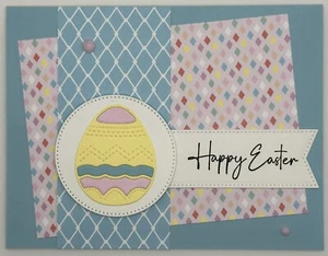 Stampin' Up! Easter Egg Card w/Envelope, Blue, Pastel, Designer Paper, Bling - Picture 1 of 6
