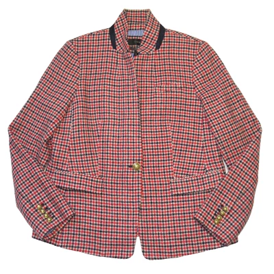 全新 J.Crew Regent Blazer 象牙色 海军蓝 红色千鸟格羊毛夹克 16 — 第 1/4 张图片