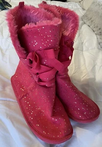 Gymboree Mädchen Größe 5 Hot Pink Barbie Glitzer Kunstfell Stiefel Mode Diva Kinder - Bild 1 von 7