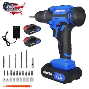 Cordless Drill W/ Battery & Charger Impact Drill Set For Home Power Drill Drive - Picture 1 of 14