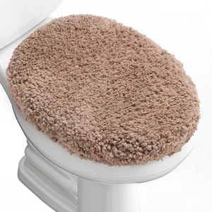 Microfiber Elongated Toilet Seat Cover 19.5"x 15" Machine Washable Solid Toil... - Picture 1 of 7