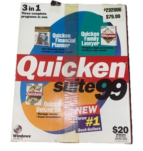 Quicken Suite 99 For Windows 95 / 98 / NT w/Family Lawyer & Financial Planner - Picture 1 of 14