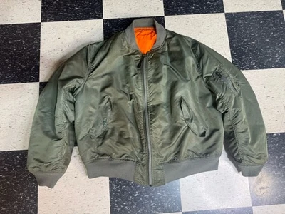 Vintage Alpha Industries Jacket Mens XXL Green MA-1 Military Flight Bomber 70s - Image 1 of 4