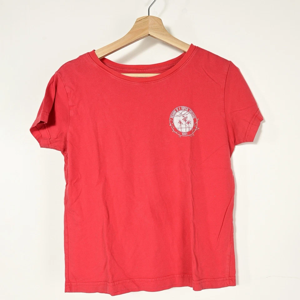 Camiseta Roxy Mujer’s XS Roja y Blanca I’m Dreaming Of A Tropical Navidad Gráfica Foto 1 de 4