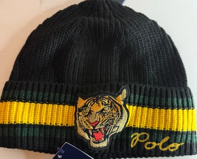 Polo Ralph Lauren Varsity Tiger нашивка вышитый стадион вязаный Beanie шляпа новый с Ярлыками - Изображение 1 из 4