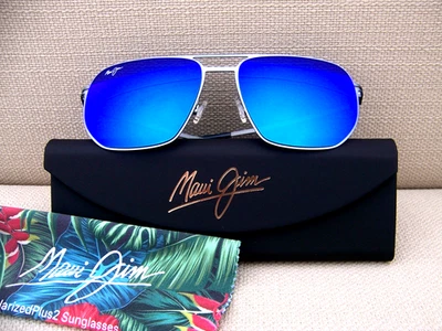 Óculos de sol polarizado *NOVO COM ETIQUETAS* MAUI JIM SHARKS COVE cinza pomba e azul havaiano B605-03 - Imagem 1 de 4