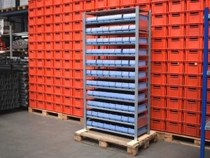 Schulte Fachbodenregal mit Lagerkisten Lagerregal Werkstattregal L1055mm - Bild 1 von 9